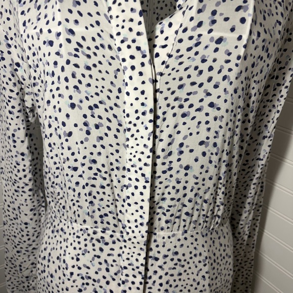 Anthropologie - Long Sleeve White Polka Dot Shirt Dress - Picture 3 of 11